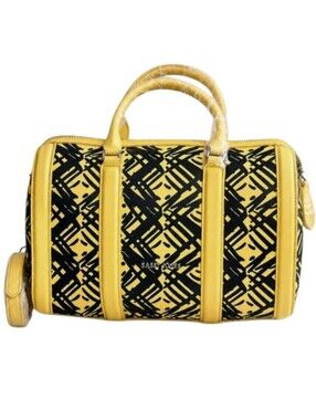 Sassy Jones Gianna Graffiti Boston Bag Satchel Yellow Black Crossbody